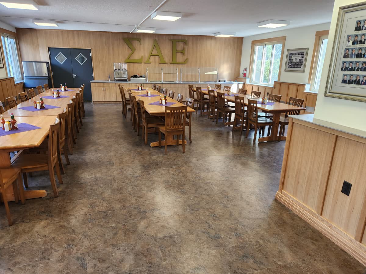 Dining room complete with new flooring and SAE letters, August 21 2026
