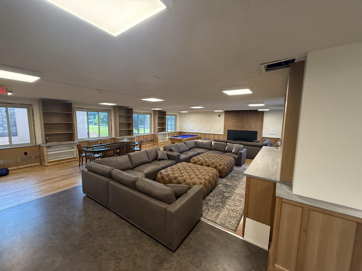 Great room fireplace and sectional seating, August 21 2026