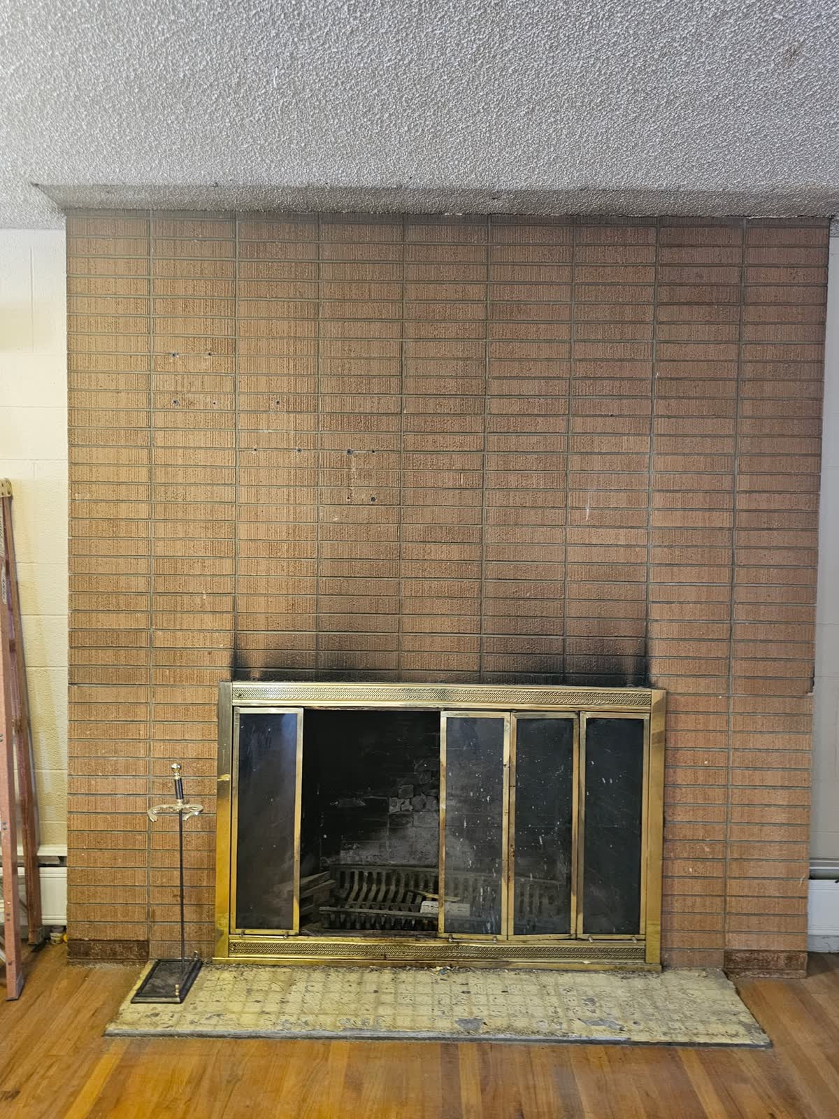 Fireplace wall exposed during renovation